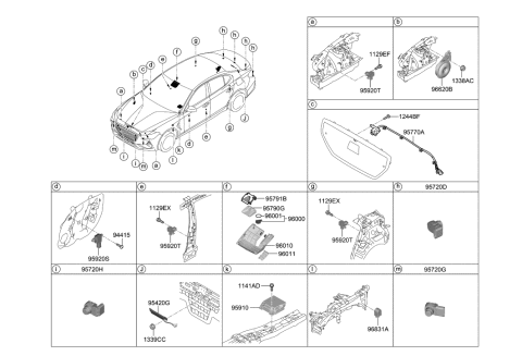 2021 Hyundai Genesis G70 Ultrasonic Sensor Assembly-P.A.S Diagram for 95720-G9100-N5M