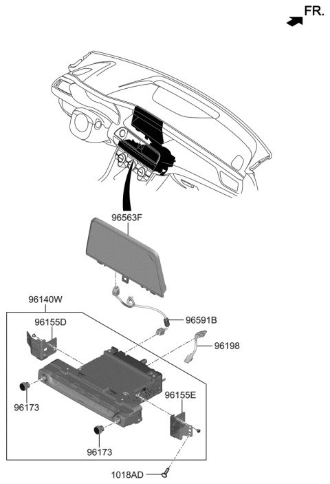 2021 Hyundai Genesis G70 Audio Assembly Diagram for 96160-G9640-VCA