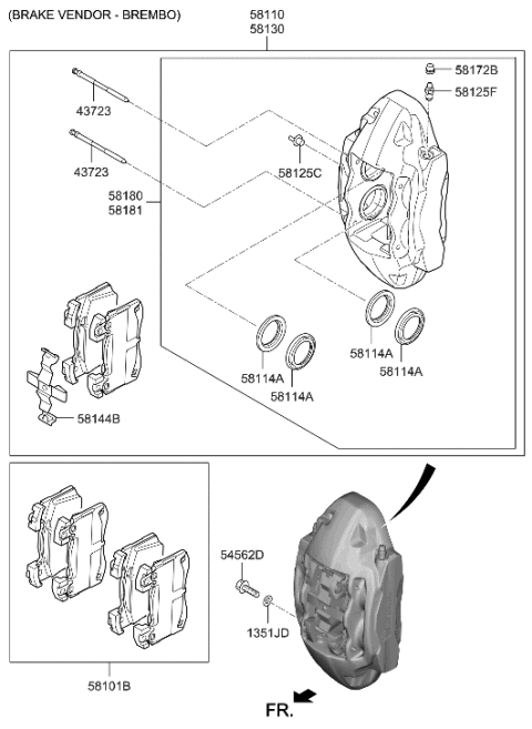 2019 Hyundai Genesis G70 Front Wheel Brake Diagram 2