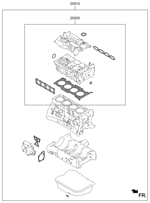 2019 Hyundai Genesis G70 Engine Gasket Kit Diagram 1