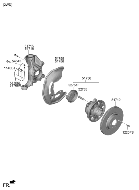 2020 Hyundai Genesis G70 Knuckle-Front Axle,LH Diagram for 51710-J5000