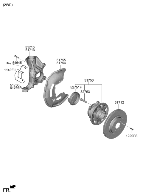 2023 Hyundai Genesis G80 Knuckle-Front Axle,RH Diagram for 51711-J5500