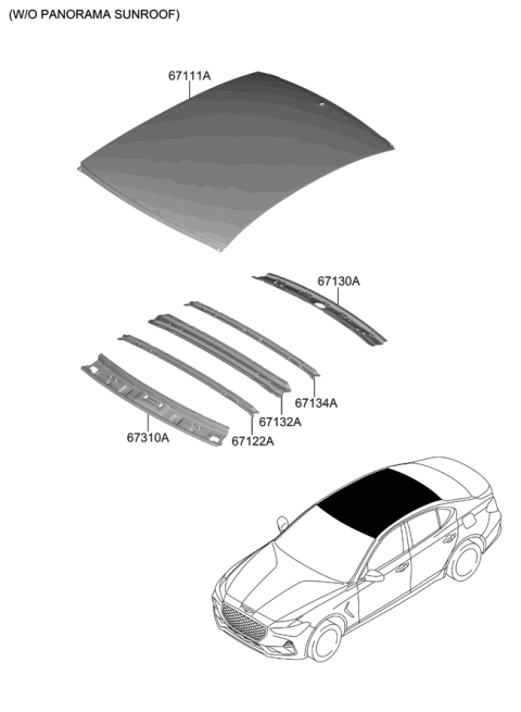 2020 Hyundai Genesis G70 Roof Panel Diagram 1