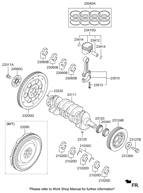 2020 Hyundai Genesis G70 Crankshaft & Piston Diagram 1