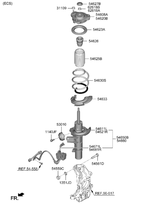 2023 Hyundai Genesis G80 Front Suspension Strut Dust Cover Diagram for 54625-J5000