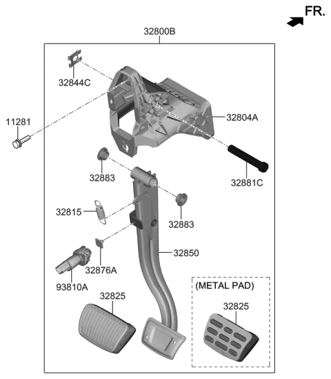 2021 Hyundai Genesis G70 Pedal Assembly-Brake Diagram for 32800-J5100