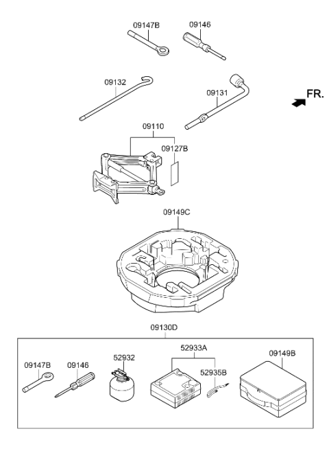 2021 Hyundai Genesis G70 Jack Assembly Diagram for 09110-J5000