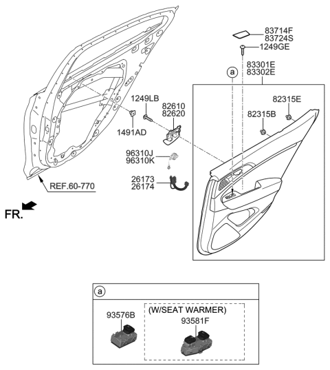 2020 Hyundai Genesis G70 Cap-Rear Door Pull Handle,LH Diagram for 83714-G9000-NNB