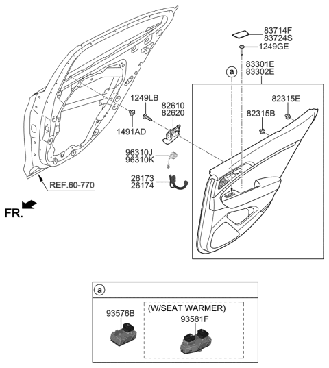 2019 Hyundai Genesis G70 Rear Door Trim Diagram