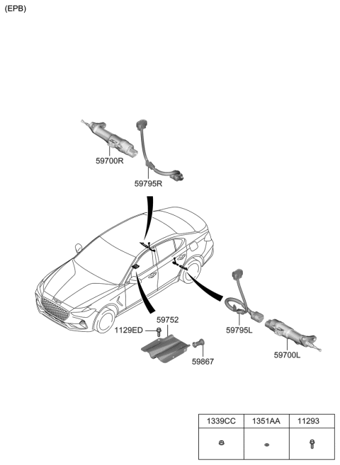 2020 Hyundai Genesis G70 Parking Brake System Diagram 2
