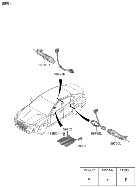 2021 Hyundai Genesis G70 Parking Brake-Electronic,LH Diagram for 59700-G9500