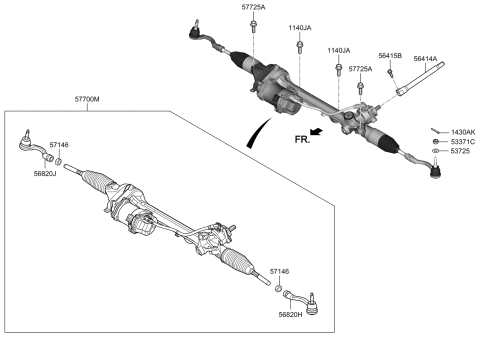 2019 Hyundai Genesis G70 End Assembly-Tie Rod,RH Diagram for 56825-J5000