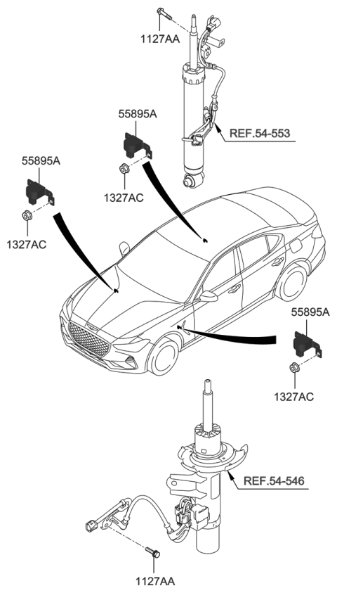 2018 Hyundai Elantra GT Sensor-G Assembly Diagram for 55896-J5050