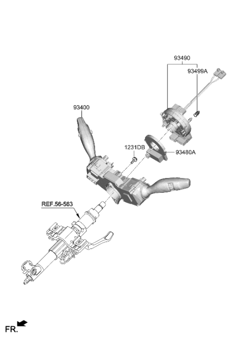 2020 Hyundai Genesis G70 Switch Assembly-Multifunction Diagram for 93400-G9510