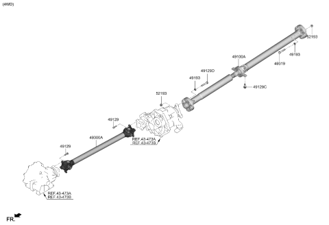 2023 Hyundai Genesis G80 Shaft Assembly-Rear PROPELLER Diagram for 49100-G9200