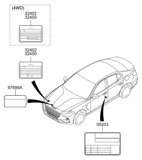 2020 Hyundai Genesis G70 Label-Emission Control Diagram for 32431-2CKA0