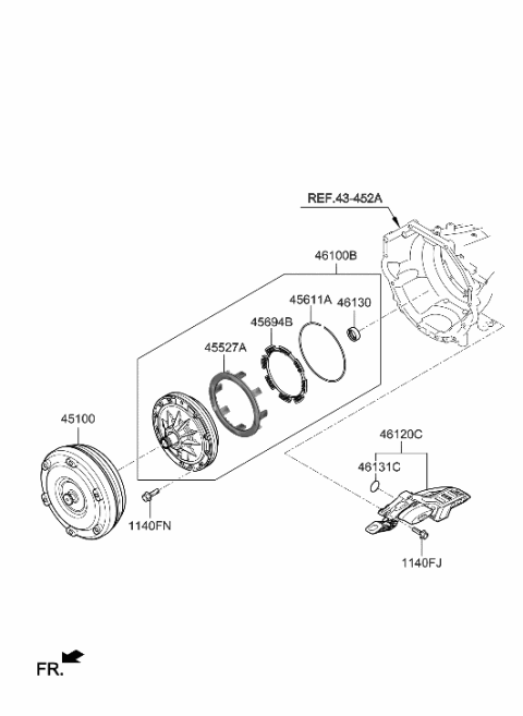 2020 Hyundai Genesis G70 Set-Oil Pump Assembly Diagram for 46100-4J000