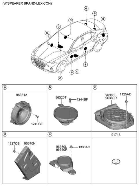 2019 Hyundai Genesis G70 Door Speaker Assembly Diagram for 96330-G9200