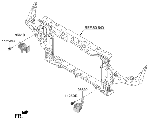 2012 Hyundai Sonata Hybrid Horn Assembly-Low Pitch Diagram for 96611-G9000