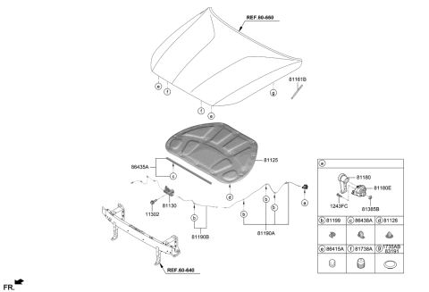 2019 Hyundai Genesis G70 Cable Assembly-Hood Latch Release Diagram for 81190-G9000