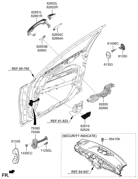 2019 Hyundai Genesis G70 Pad-Front Door Outside Handle Cover,RH Diagram for 82664-G9000