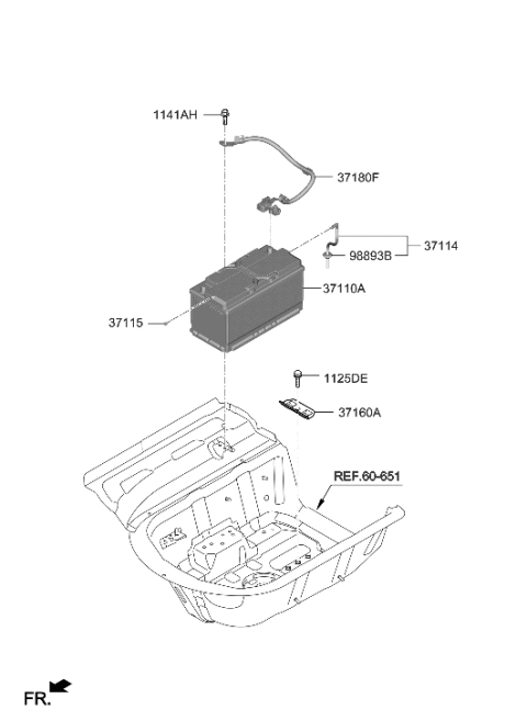 2021 Hyundai Genesis G70 Battery Sensor Assembly Diagram for 37180-G9000