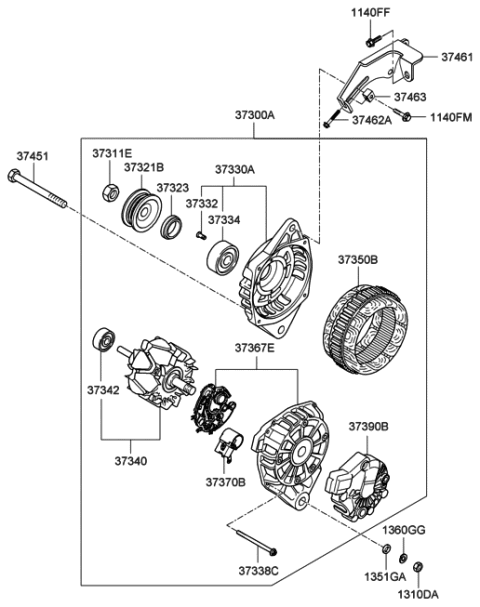 2010 Hyundai Elantra Cover Diagram for 37390-25100