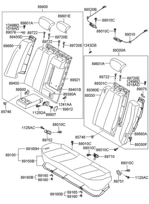 2006 Hyundai Elantra Frame Assembly-Rear Seat Back Main Diagram for 89401-2H110