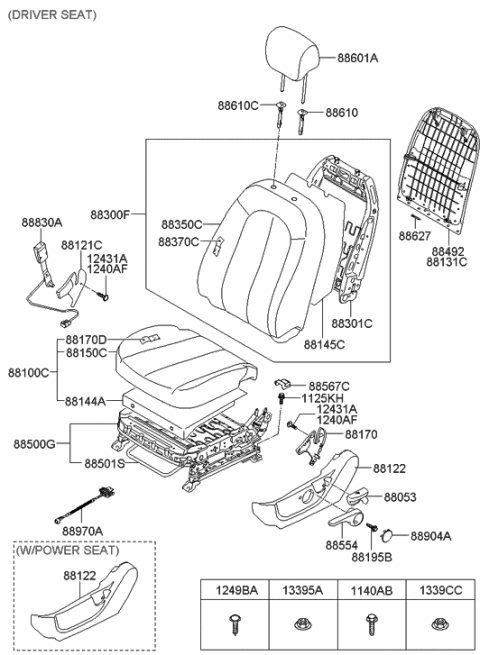 2006 Hyundai Elantra Cover-Front Seat Mounting Rear Inner Diagram for 88567-3K000-9Y