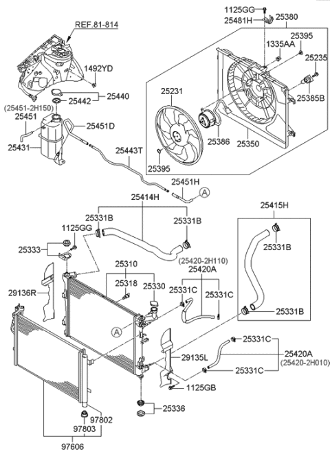 2006 Hyundai Elantra New Body Style (Produced Before OCT.30.2006) Engine Cooling System Diagram