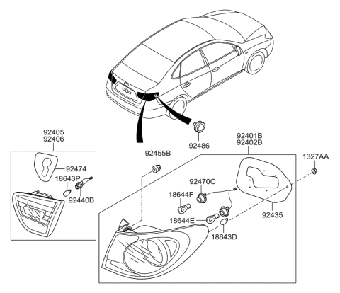 2006 Hyundai Elantra New Body Style (Produced Before OCT.30.2006) Rear Combination Lamp Diagram
