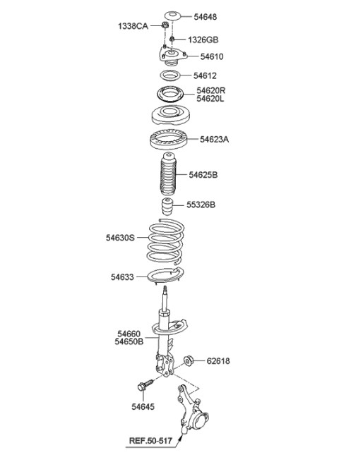 2006 Hyundai Elantra Front Spring & Strut Diagram