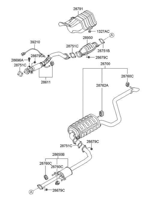 2006 Hyundai Elantra Muffler & Exhaust Pipe Diagram