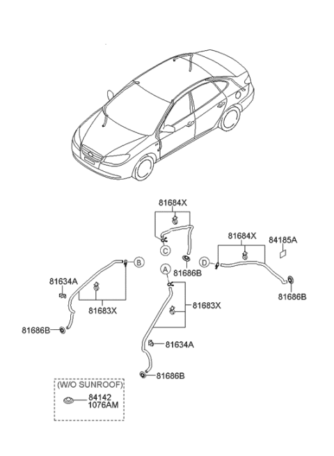 2006 Hyundai Elantra New Body Style (Produced Before OCT.30.2006) Sunroof Diagram 2