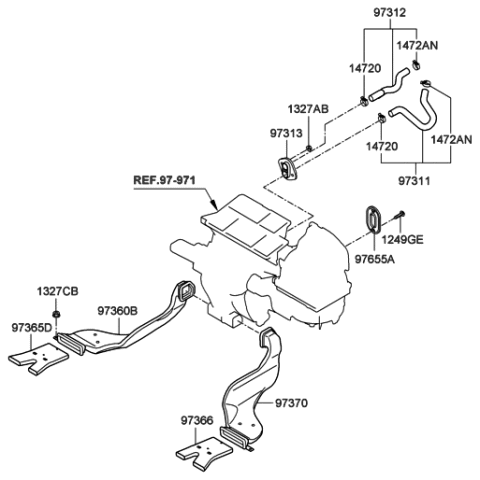 2006 Hyundai Elantra New Body Style (Produced Before OCT.30.2006) Heater System-Duct & Hose Diagram
