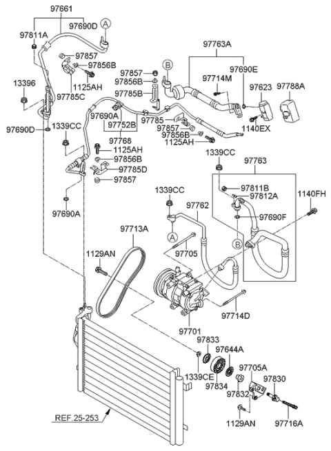 2006 Hyundai Elantra New Body Style (Produced Before OCT.30.2006) Air conditioning System-Cooler Line Diagram 1