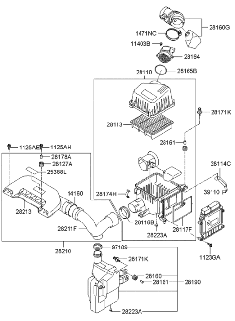 2006 Hyundai Elantra Engine Control Module Unit Diagram for 39140-23020