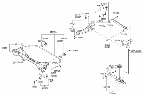 2006 Hyundai Elantra New Body Style (Produced Before OCT.30.2006) Rear Suspension Control Arm Diagram