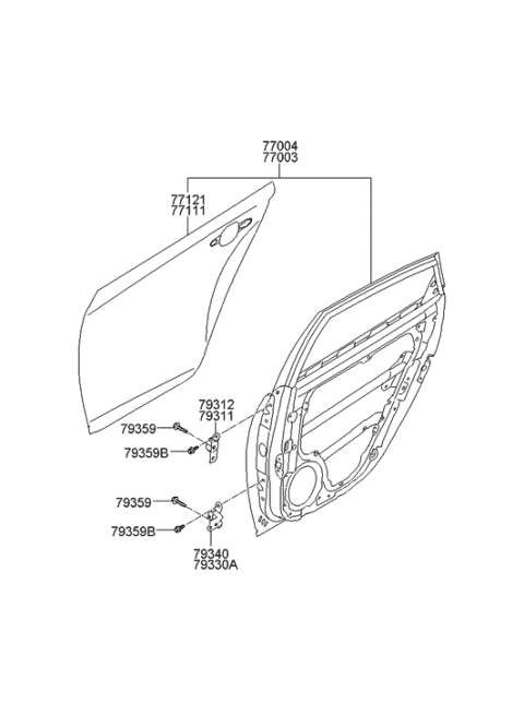 2006 Hyundai Elantra Panel-Rear Door Outer,RH Diagram for 77121-2H010