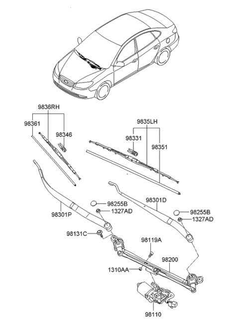 2006 Hyundai Elantra Windshield Wiper Diagram