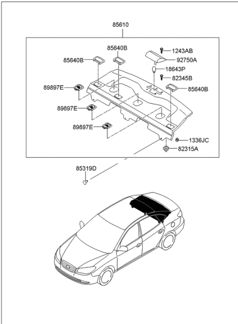 2006 Hyundai Elantra Rear Package Tray Diagram