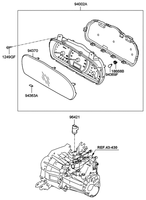 2006 Hyundai Elantra New Body Style (Produced Before OCT.30.2006) Instrument Cluster Diagram