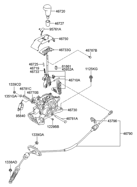 2006 Hyundai Elantra Shift Lever Control (ATM) Diagram