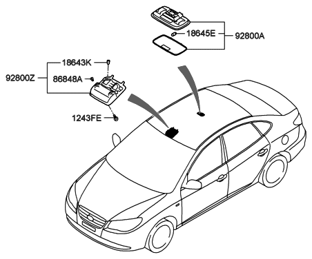 2006 Hyundai Elantra New Body Style (Produced Before OCT.30.2006) Room Lamp Diagram