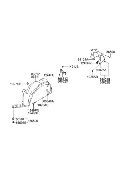 2006 Hyundai Elantra Front Wheel Guard Assembly,Left Diagram for 86811-2H000