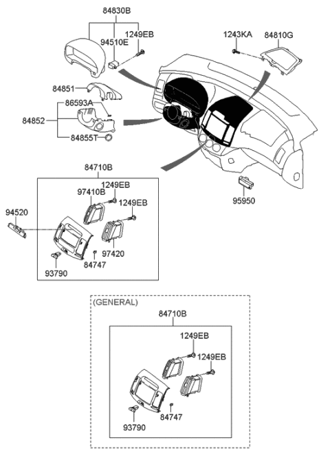 2006 Hyundai Elantra Steering Column Lower Shroud Diagram for 84853-2H000-9P