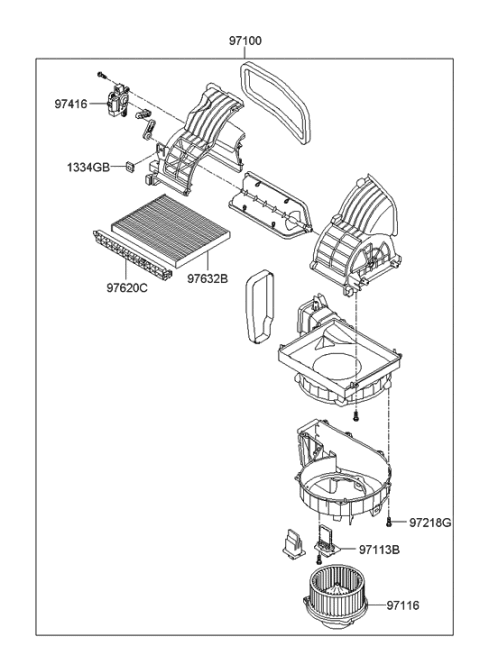 2006 Hyundai Elantra New Body Style (Produced Before OCT.30.2006) Heater System-Heater & Blower Diagram 2