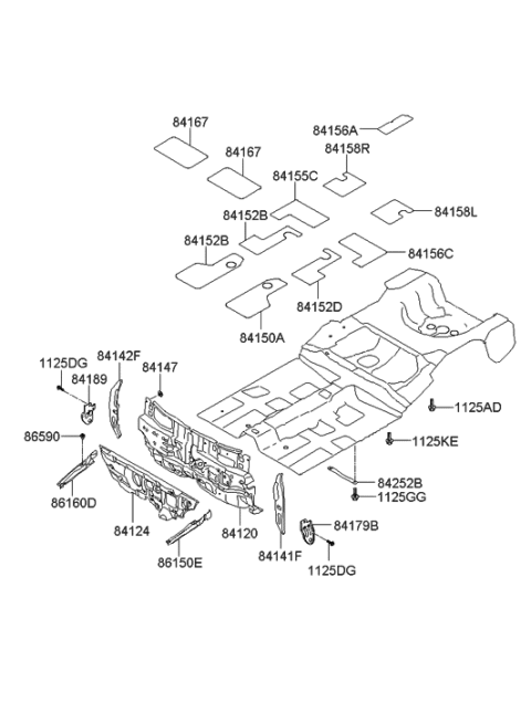 2010 Hyundai Elantra Pad Assembly-Isolation Dash Panel Diagram for 84120-2H000