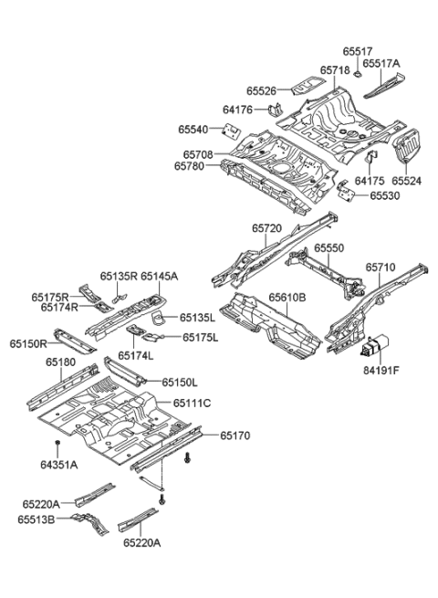 2006 Hyundai Elantra Member Assembly-Center Floor Side,RH Diagram for 65212-2H000