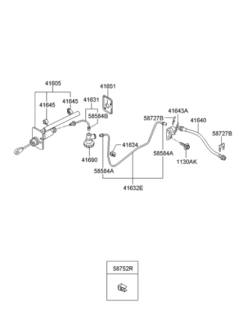 2006 Hyundai Elantra New Body Style (Produced Before OCT.30.2006) Clutch & Master Cylinder (MTA) Diagram
